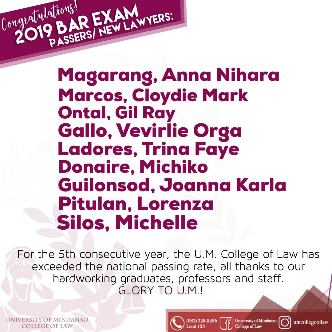 UM produces 9 new lawyers in the November 2019 bar examinations