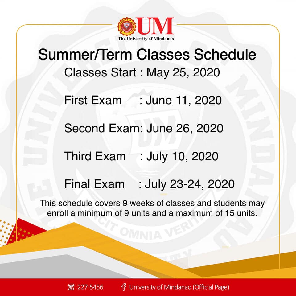 ANNOUNCEMENT: New schedule for Summer/Term Classes