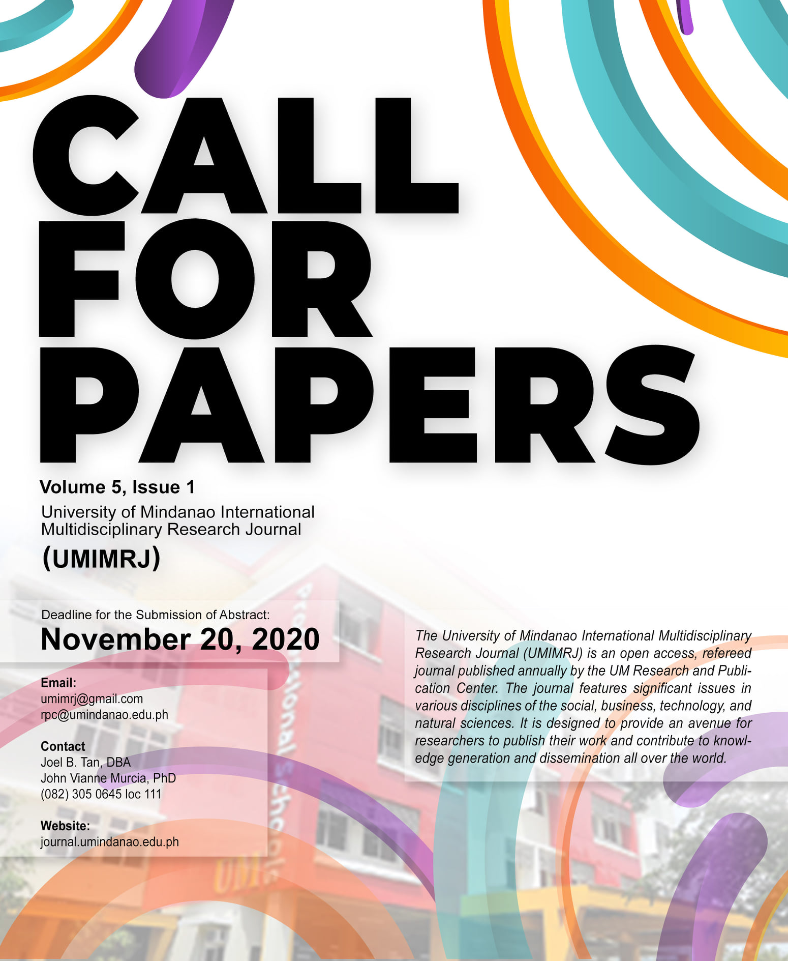 CALL FOR PAPERS: The University of Mindanao International Multidisciplinary Research Journal