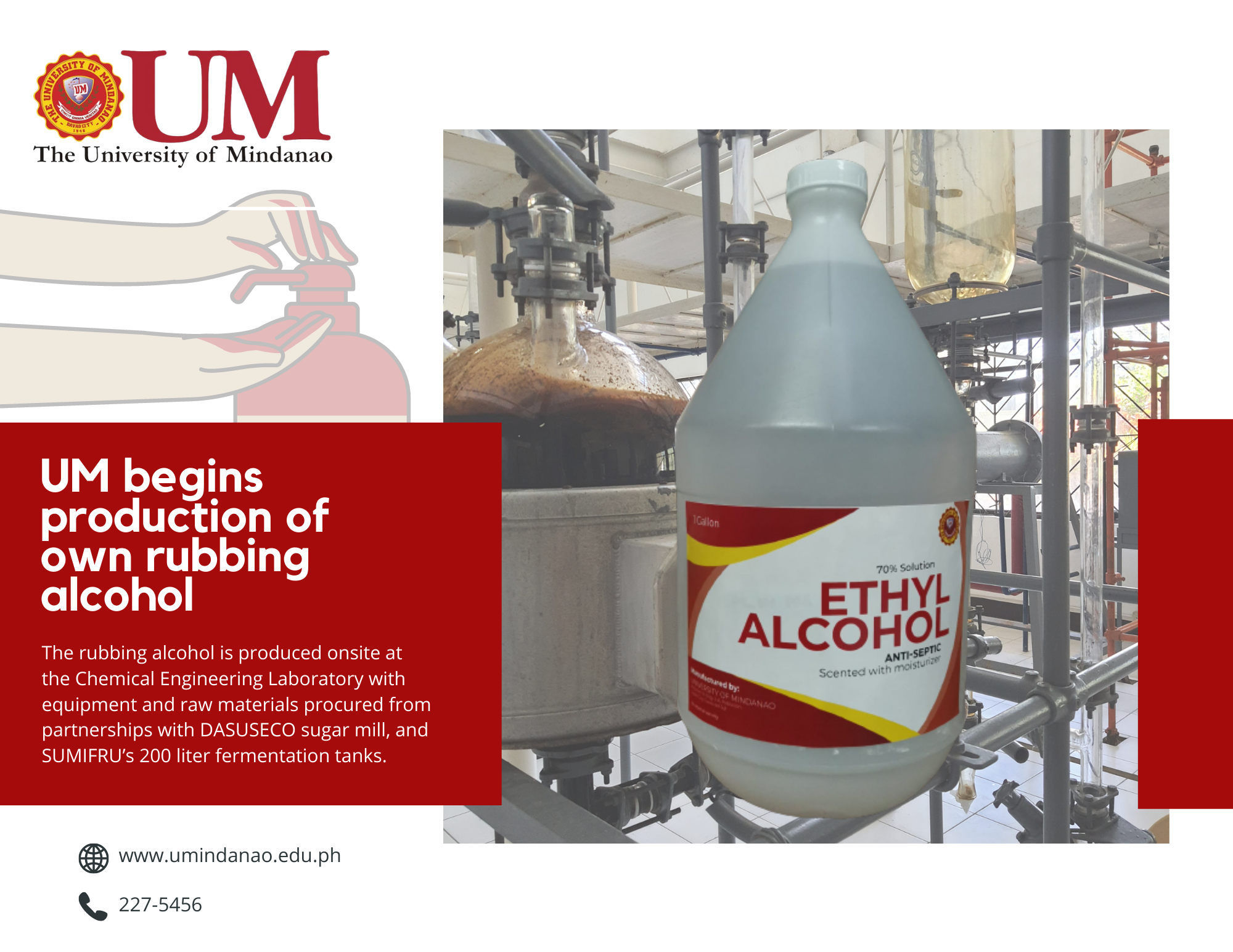 UM produces its own rubbing alcohol