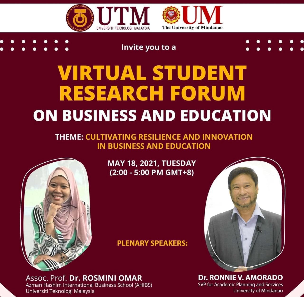 "Cultivating Resilience and Innovation in Business and Education" forum on May 18