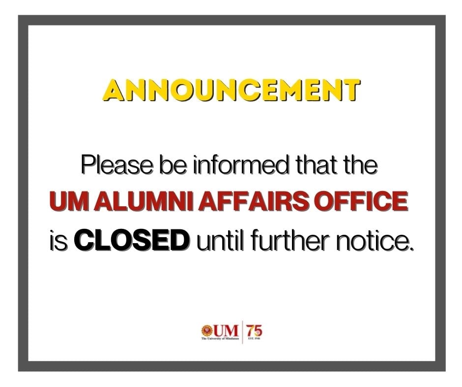 Advisory: Alumni Affairs Office closed until further notice