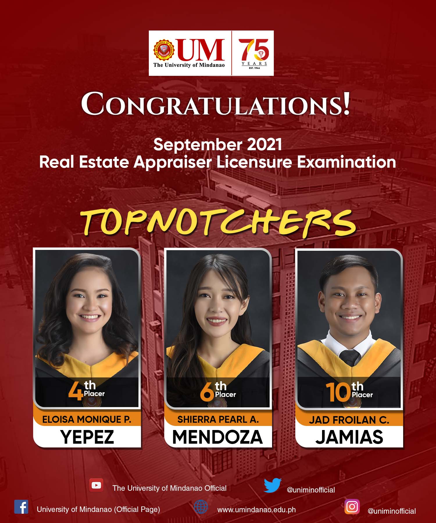 UMians earn top spots in September 2021 Real Estate Appraiser Licensure Exam