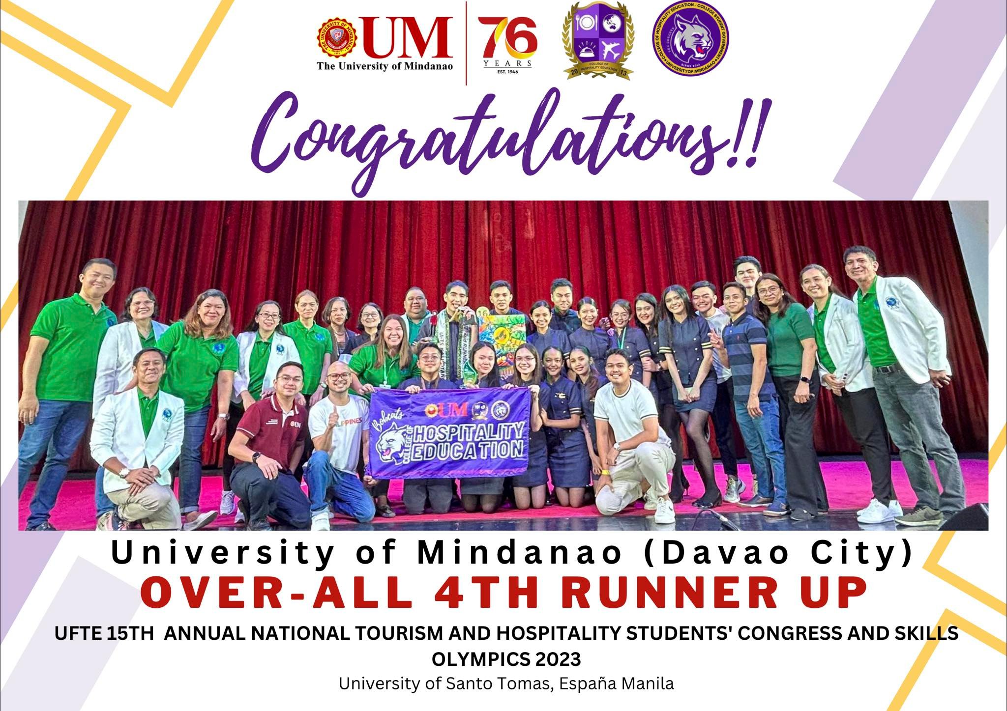CHE reaps awards at Union of Filipino Tourism Students National Skills Olympics 2023