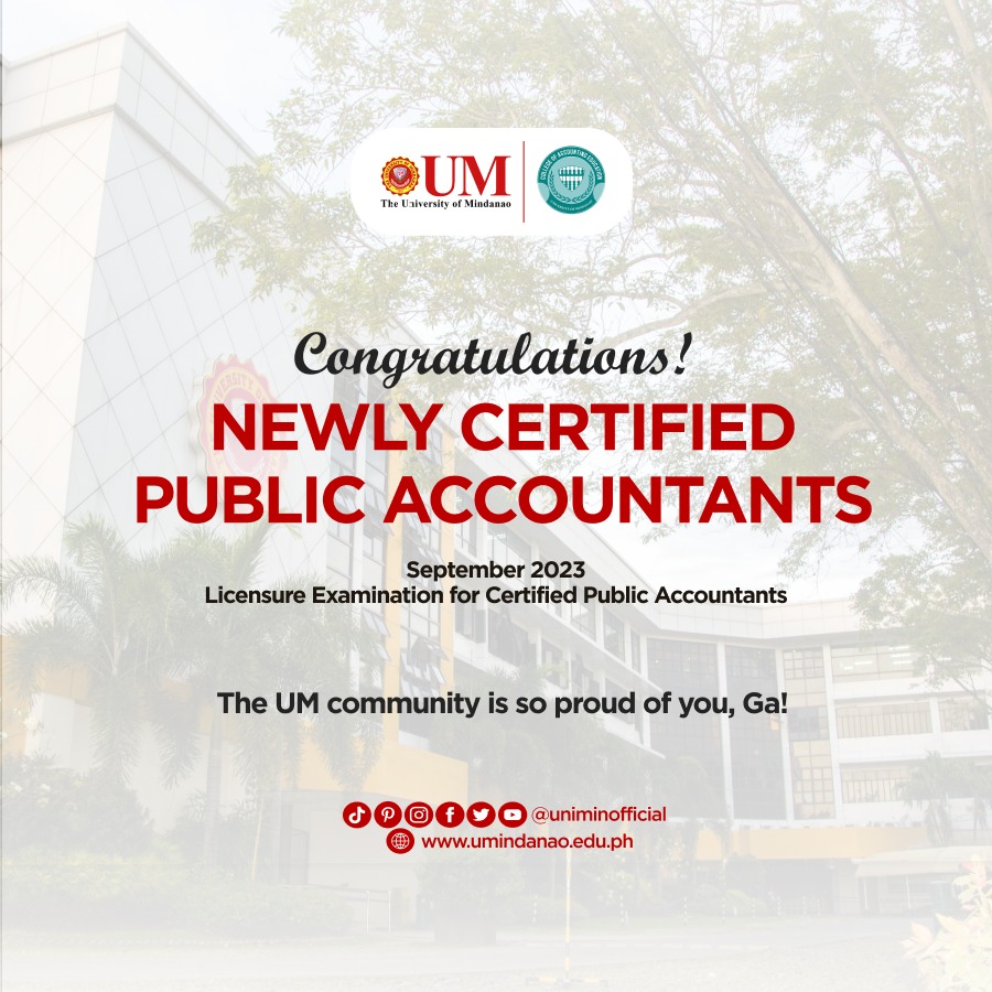 UMians post higher passing rate in September 2023 Certified Public Accountant licensure exam