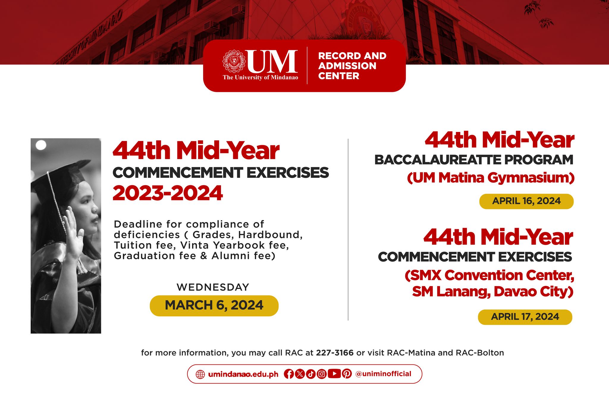 Reminders on the March 2024 Commencement Exercises