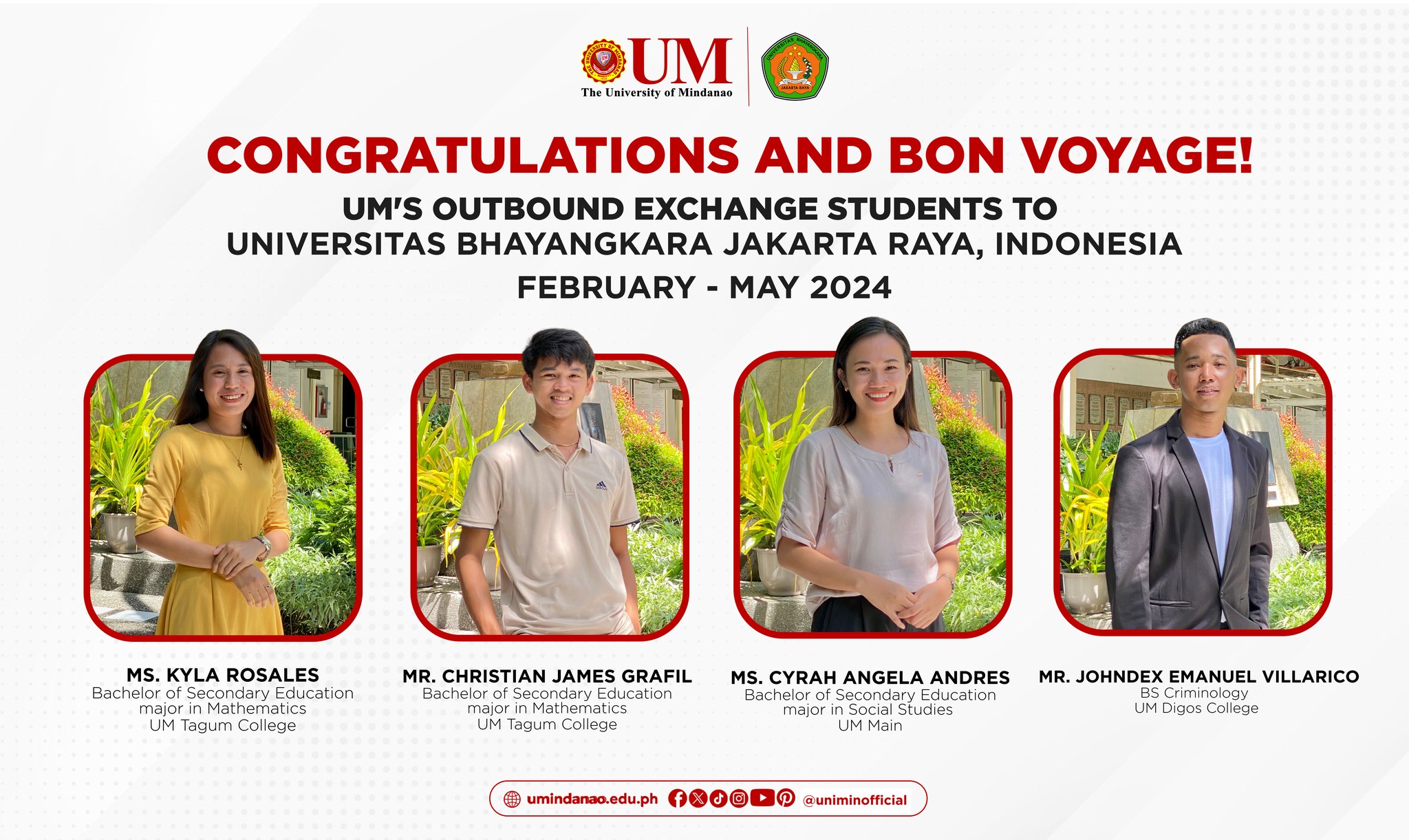 4 UM students head to Indonesia for 3-month exchange program