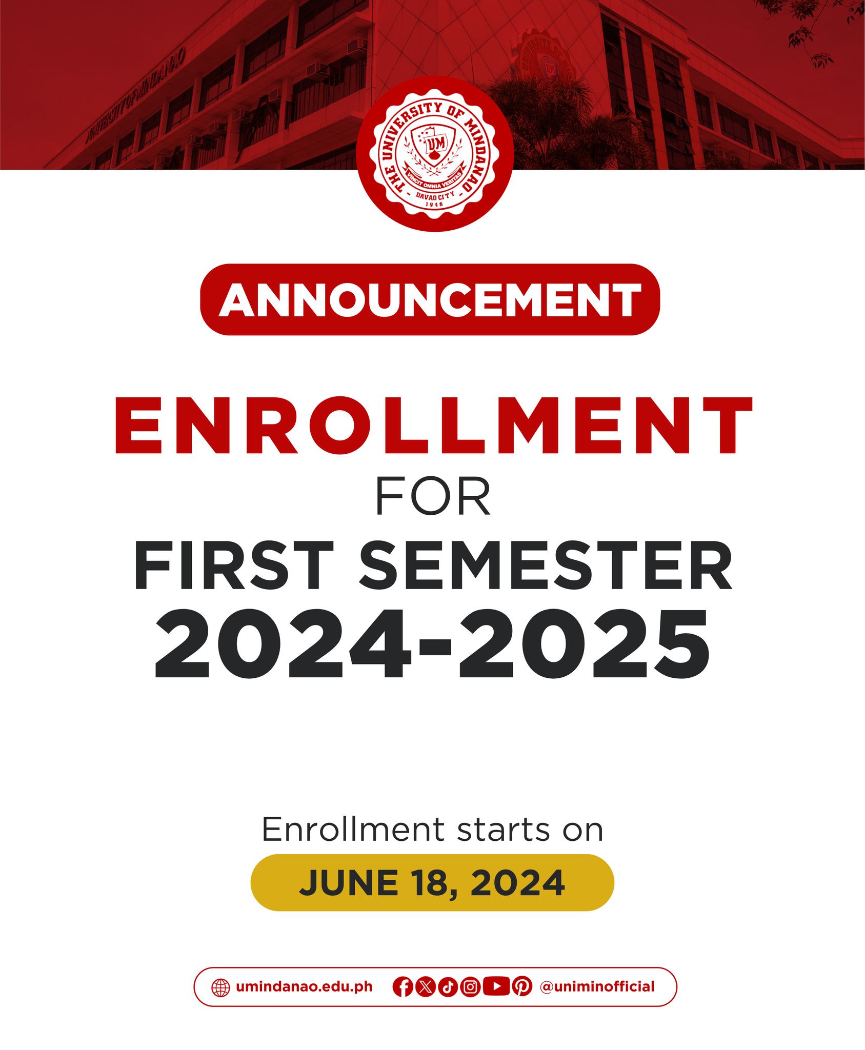 Enrollment for First Semester SY 2024 - 2025 opens