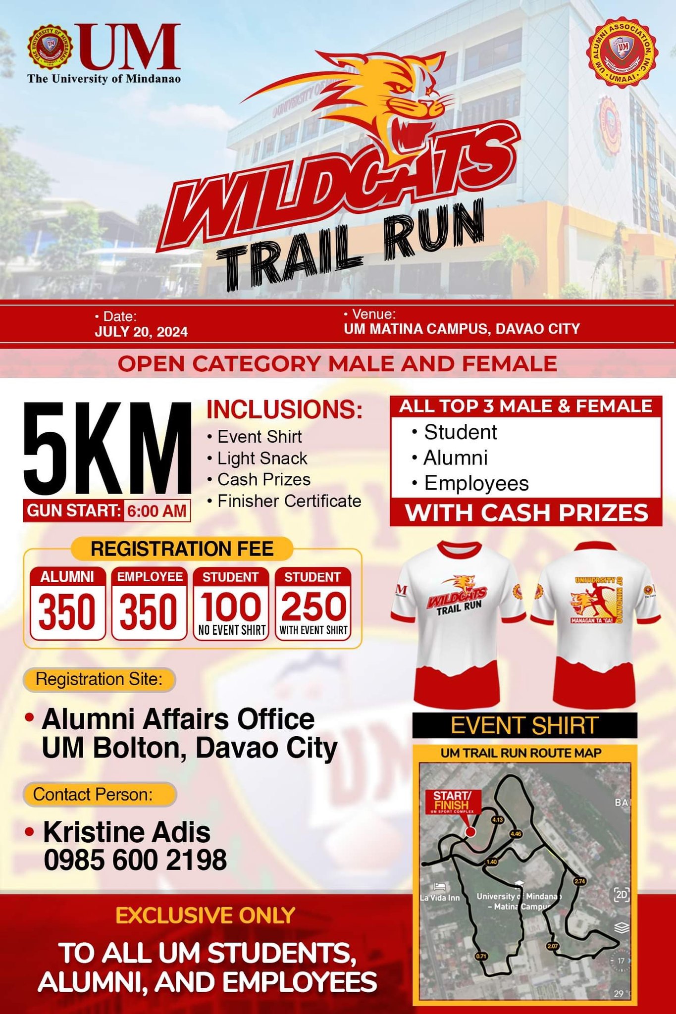 INVITING ALL STUDENTS AND ALUMNI! Join the Wildcats Trail Run 2024!