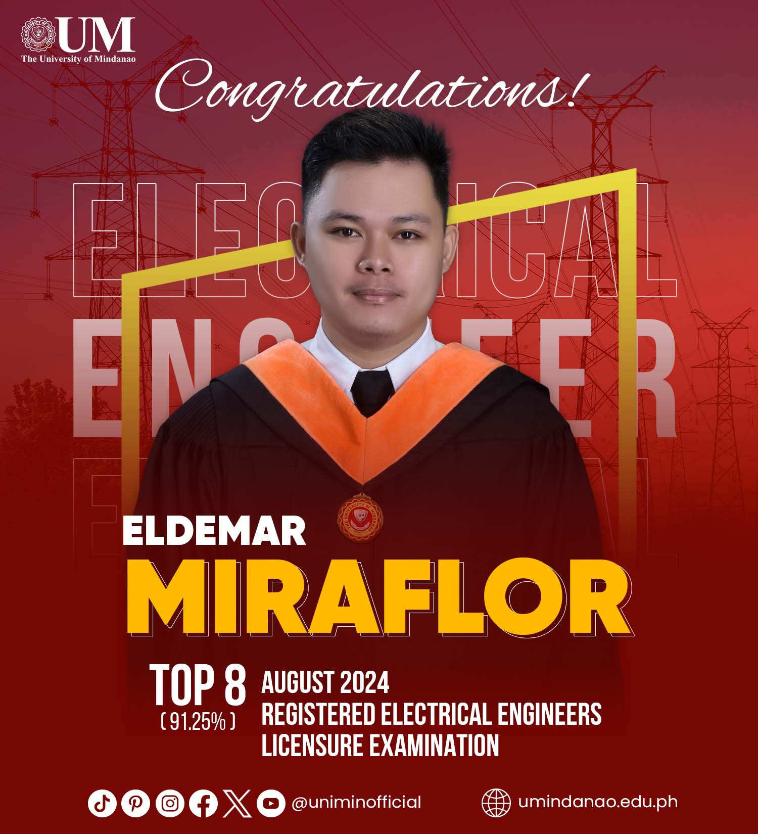 UM CEE Electrical Engineering Program produces topnotcher in licensure exam