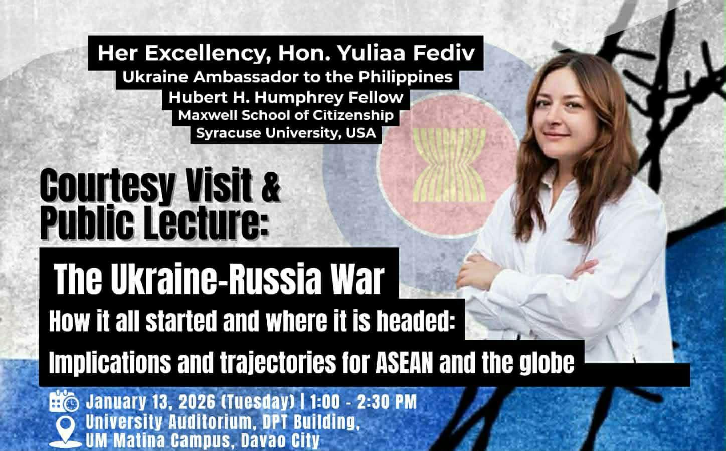 UM welcomes Ukranian Ambassador to the Philippines Hon. Yuliaa Fediv for public lecture
