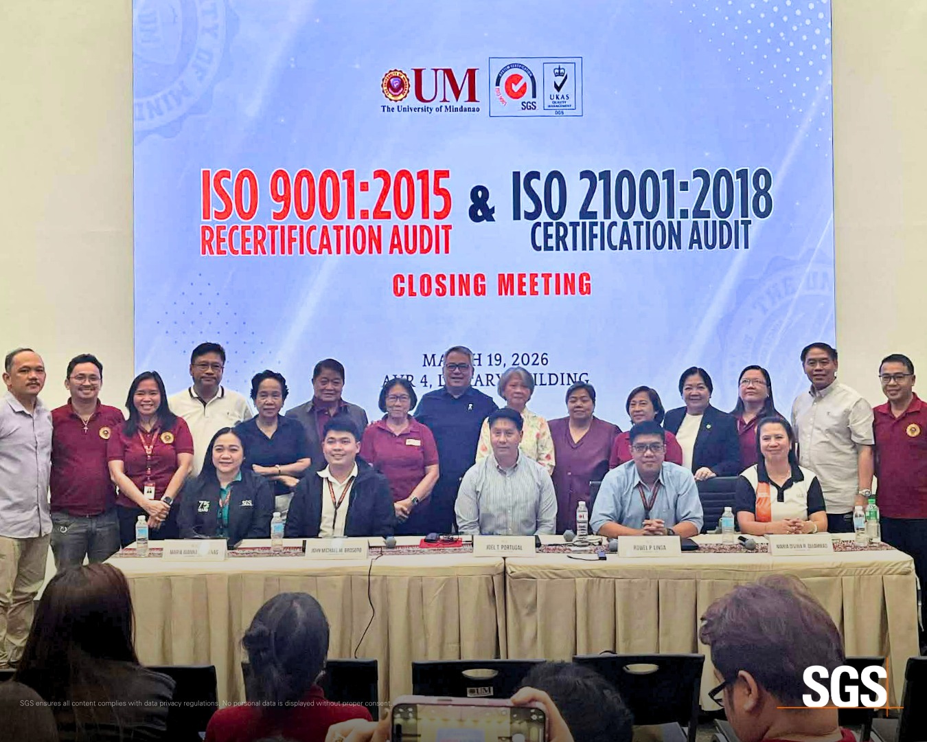 SGS announces UM's recertification to ISO 9001:2015 and certification to the ISO 21001:2018