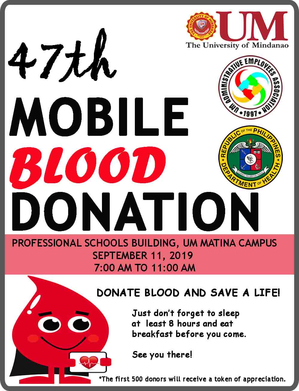 Donate blood, save a life on September 11 at UM Matina